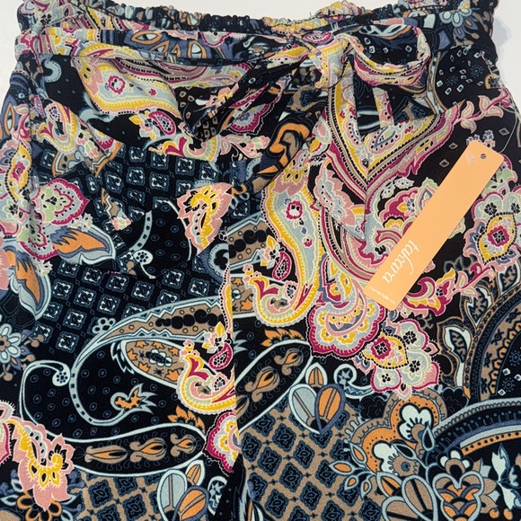 Takara Boho Style Black and Pink Paisley Wide Leg Pants - Picture 4 of 5